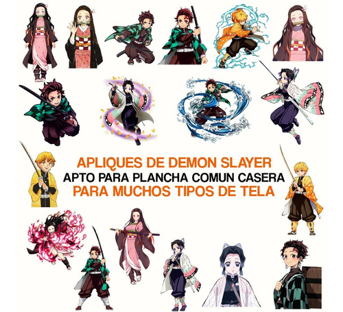 Parches Termoadhesivos Demon Slayer Aplique Textil Transfer