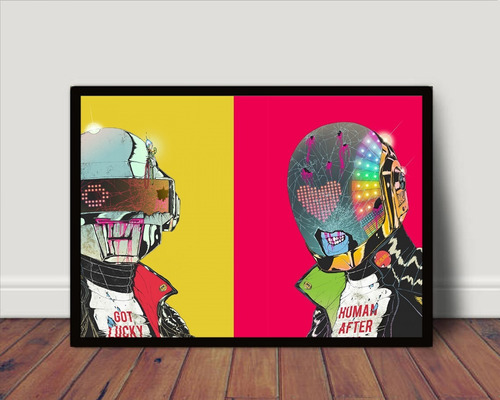 Quadro / Poster C Moldura Daft Punk Musica Eletronica 45x33