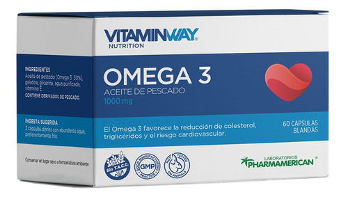 Omega 3, Aceite De Pescado X 60 Cápsulas Vitamin Way Sabor Neutro
