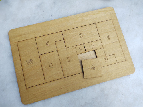 Imagen 4 de 4 de Juego Didactico De Madera Números 1 Al 10 Puzzle Montessori