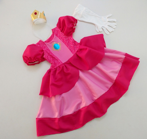 Disfraz De La Princesa Peach  Mario Bros Para Niñas Vestido