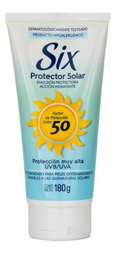 Protector Solar Loción Pieles Sensibles Six 50 Fps 180gr