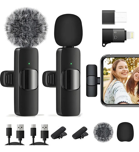 Micrófono Lavalier Lawan Inalámbrico con Reducción de Ruido para iPhone y Android (2 Unidades)