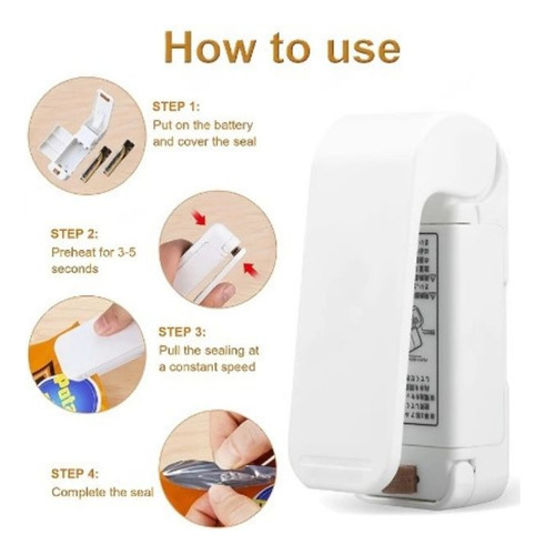 1 Mini Seladora Portátil Embalagem Plástica 9 Cm Qualidade