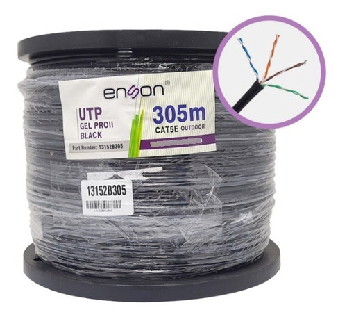 Cable Utp Cat5e Enson 13152b305 Negro Pro-ii C/gel Exterior
