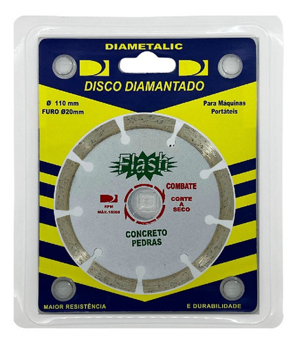 Disco De Corte Diamantado Segmentado 110mm Diametalic Cor Cinza