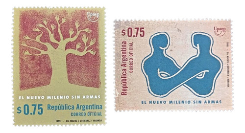 Argentina Serie Gj 2971-2 Milenio Sin Armas 1999 Mint L17863