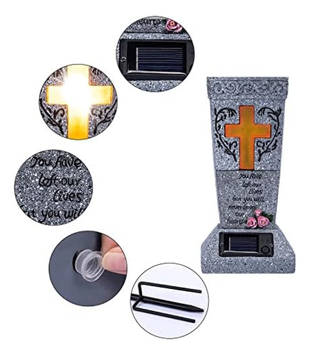Huyieno Jarrón Solar Para Tumba De Cementerio Con Led Para F