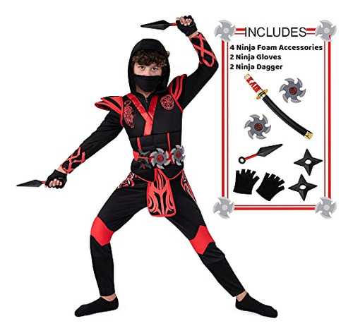 Creaciones Especiadas Halloween Boy Red Ninja Disfraz 7jk3o