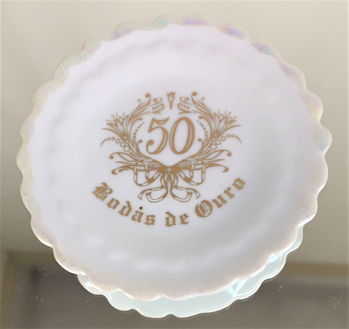 Imagem 3 de 5 de Kit 3 Pratinhos Bodas De Ouro 50 Anos De Casamento 8,5cm