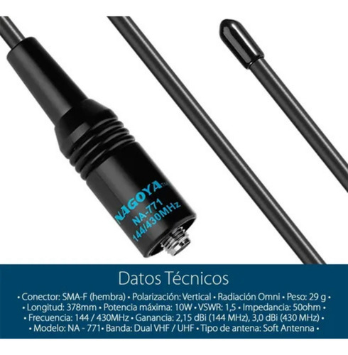 Antena Flexible Nagoya Na-771 Sma-f Kenwood Baofeng
