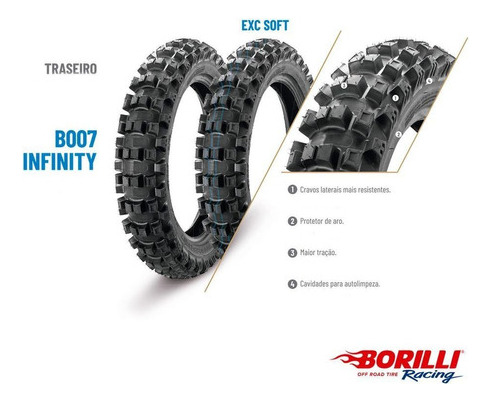 Pneu Exc Soft Faixa Azul Borilli 110/100-18