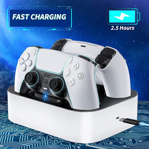 Cargador Rápido Para Controladores Ps5 Con Soporte Led