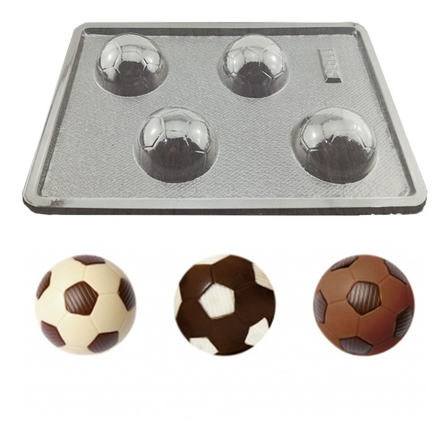 Molde Acetato 4 Balones Futbol Para Chocolates Dulces Postre