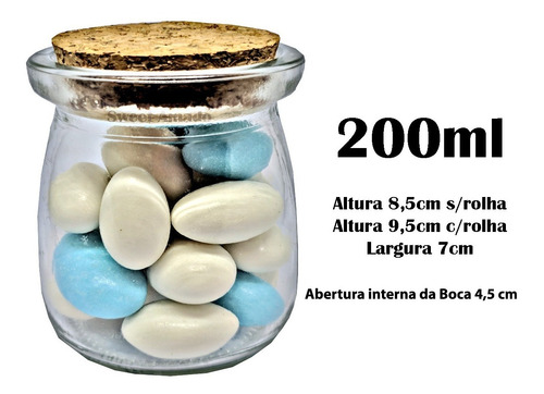 10 Pote Vidro Tampa Rolha Cortiça 200ml Rolhão Condimento