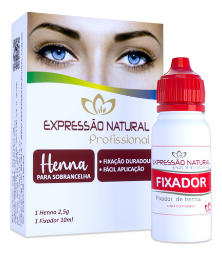 Henna Natural Em Pó 2,5g + Fixador 8ml - Expressão Natural