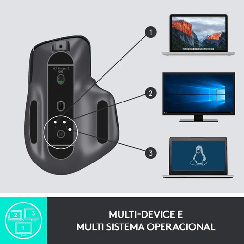 Mouse Logitech Mx Master 3, Sem Fio, 4000 Dpi, Ergonômico