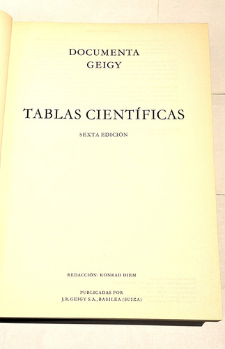 Tablas Científicas Documenta Geigy 6ta. Edición 1965 (Usado)