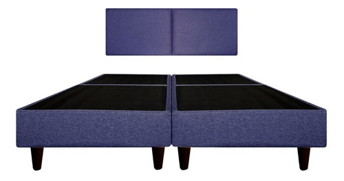 Recamara Base Cama Box Cabecera Praga Azul Individual