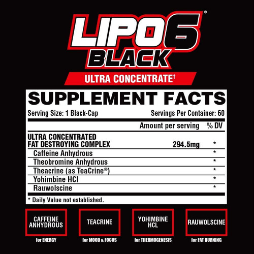 Lipo 6 black u. C. 60 capsulas - nutrex ® quemador de grasa | cuotas sin interés