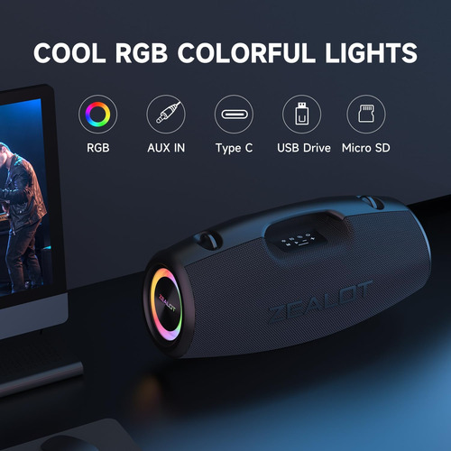 Zealot Altavoz Portátil, Altavoz Bluetooth De 120 W Con Grav