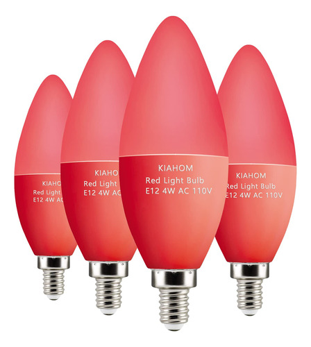 Kiahom 4 Bombilla Led Roja Vela W Reemplazo Color 40 Luz E12