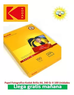 Papel Fotografico Kodak Brillo A4, 240 Gr X 100 Unidades