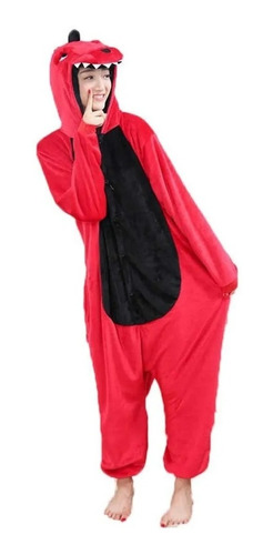 Pijama Y Disfraz Adulto Dinosaurio Rojo Kigurumi