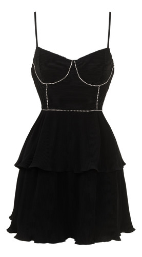 Vestido Corto Fiesta Detalle Pedreria Bustier Drapeado Sexy