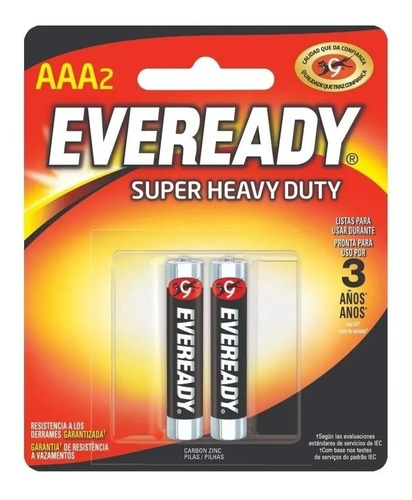 Pilas Eveready Aaa Super Heavy Duty 2 Blister X2  Srj 
