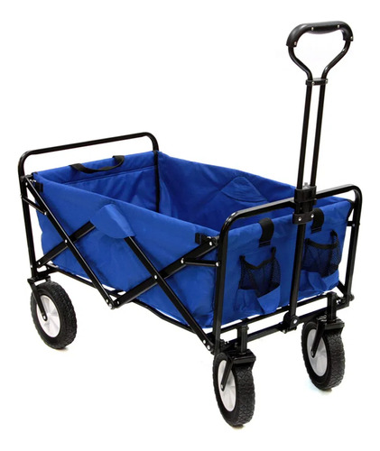 Carrinho De Transporte Wagon Dobrável Azul Suporta 80kg Ntk