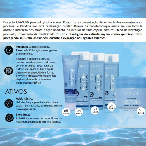 Shampoo Restore Cabelos Quebradiços Piscina Mar Restauração