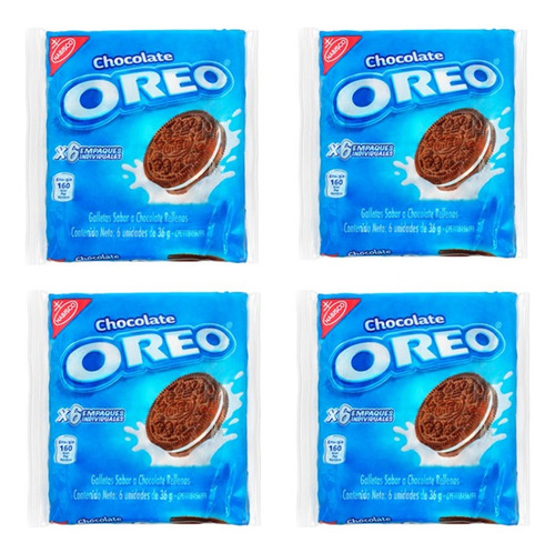 Galletas Oreo Chocolate Empaquetadas Individual  Pack 4und 