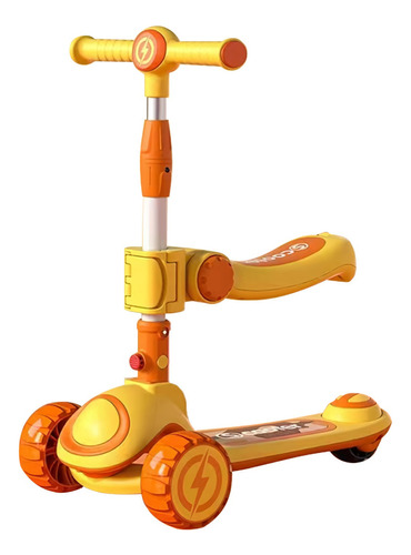 Aeiou Scooter Patín De Niños 617 Plegable Con Asiento Color Naranja Liso