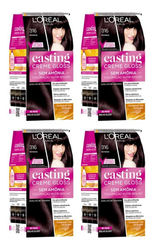  Coloraçao Casting Gloss 316 Ameixa - Kit Com 4un