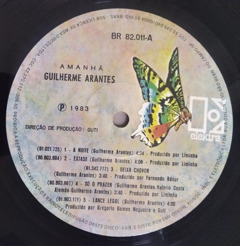 Lp Guilherme Arantes Amanhã Produção Liminha Guti Fernando (Usado)