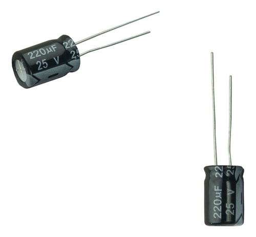 50x Capacitor Eletrolítico 220uf X 25v 105º Kit C/ 50 Peças - ChipSCE