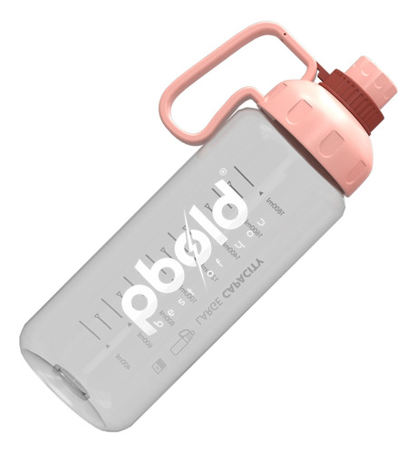 Botella Termo De Agua Gym Gimnasio Pbold Con Medicion Rosa