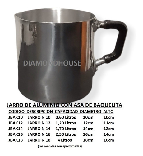 Jarro Lechero Vintage De Aluminio Asa Baquelita N 12, 1,2 L