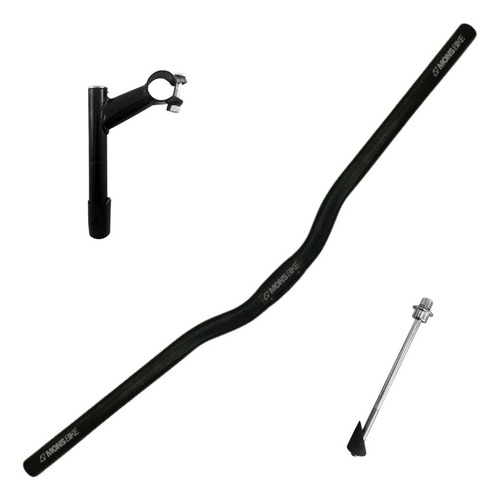 Guidão Bicicleta Bike Mtb 25,4mm Curvo +mesa Avanço Standard