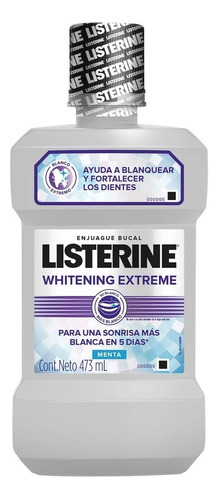 Listerine Whitening Enjuague Bucal  Extreme Menta Con Flúor De 473 Ml