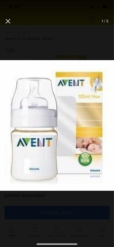 Imagen 2 de 2 de Tetero Avent Ambar De 4oz