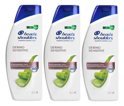 3 Shampoo Head & Shoulders Dermo Sensitive Extractos 650ml