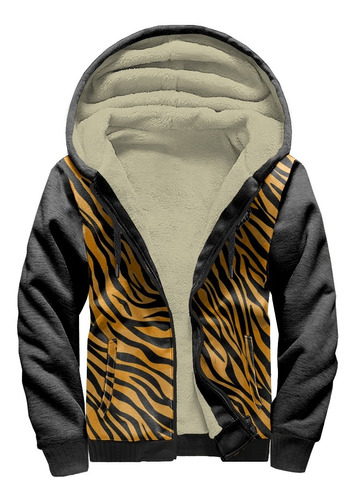 Jaqueta Forrada Peluciada Animal Print Tigre Tiger Vintage
