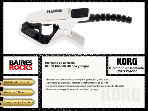Imagen 2 de 8 de Micrófono De Contacto Korg Cm-300 Blanco Y Negro Clip-on