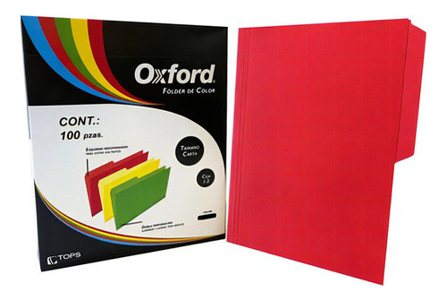 Folder Oxford M762 1/2 Rj Carta Color Rojo C/100pzs