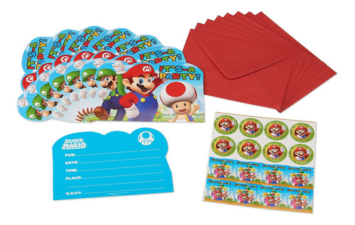 Tarjetas Postales De Invitación Super Mario | 4 1/4  X 6 1/4