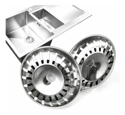Colador De Tapón Fregadero De Acero Inoxidable De 2 Piezas
