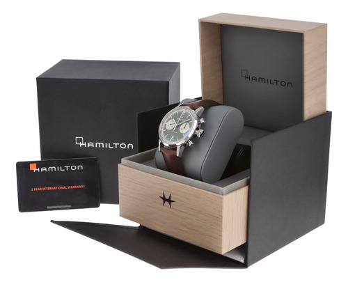 Reloj Hombre Hamilton American Classic Intra-matic 40mm Marrón Oscuro Plateado Verde