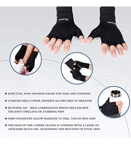 Guantes De Compresión Henotic 2 Pares De Guantes De Cobre Pa
